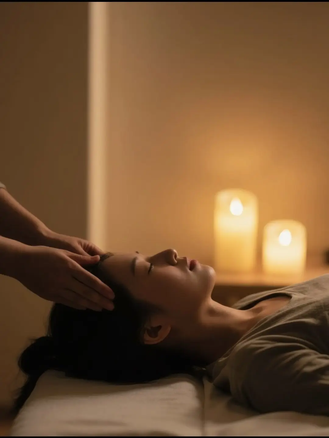 Hydrotherapy rinse during a head spa treatment near Edmonds, WA